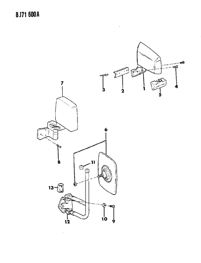 1987 Jeep Wrangler Mirror - Exterior Diagram