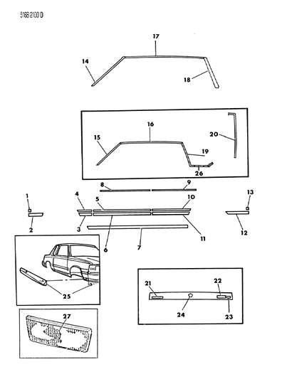 1985 Chrysler Town & Country Mouldings & Ornamentation - Exterior View Diagram 6