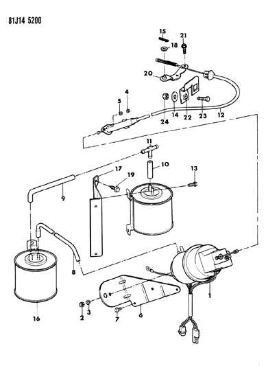 1985 Jeep Cherokee Speed Control, Engine Compartment Components Diagram 1