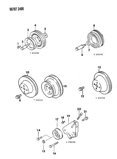 1990 Dodge Ram 50 Drive Pulleys Diagram