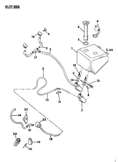 1993 Jeep Cherokee Windshield & Rear Washer System Diagram