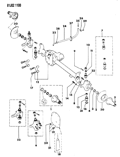 1984 Jeep Wrangler Housing - Front Axle Diagram