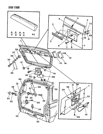 1988 Dodge Grand Caravan Liftgate Panel Diagram