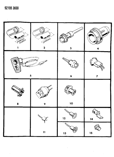 1992 Chrysler LeBaron GTC Sockets & Bulbs - Exterior Lamps Diagram
