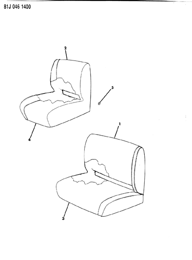 1986 Jeep Wrangler Covers, Front Seat Upholstery 1/3-2/3 Seats Diagram