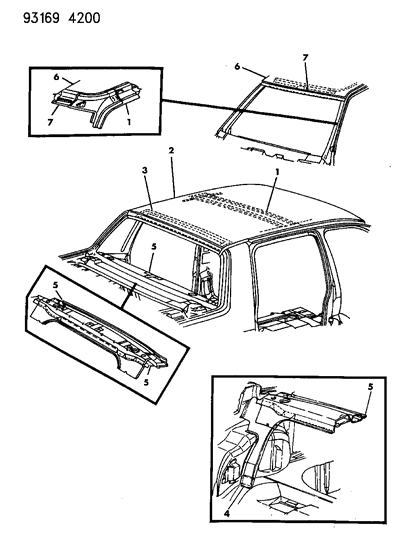 1993 Chrysler LeBaron Roof Panel Diagram