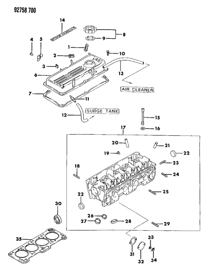 1992 Dodge Colt Cylinder Head & Cover Diagram 3