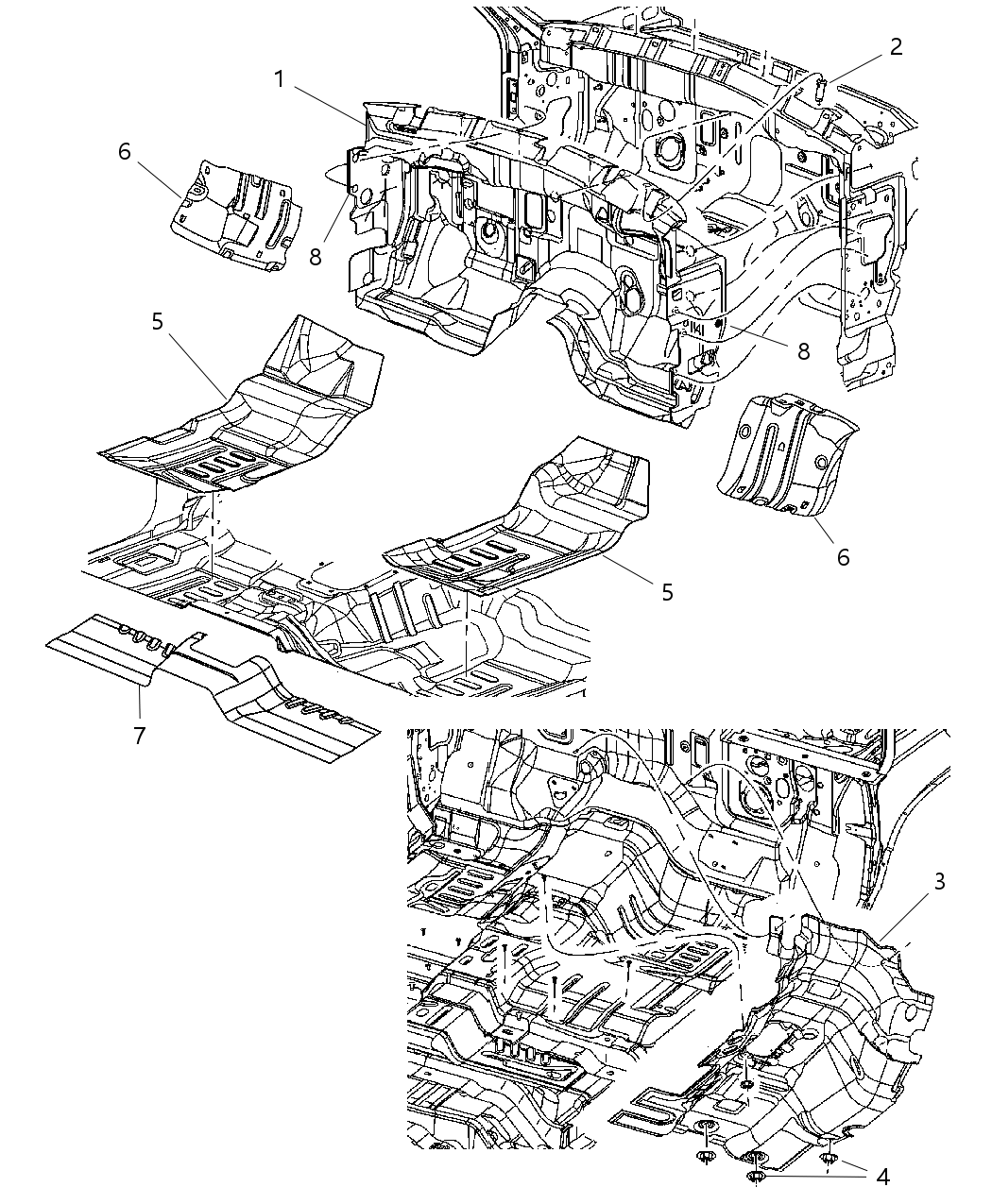 Mopar 55365039AC SILENCER-Floor Pan Front Tunnel