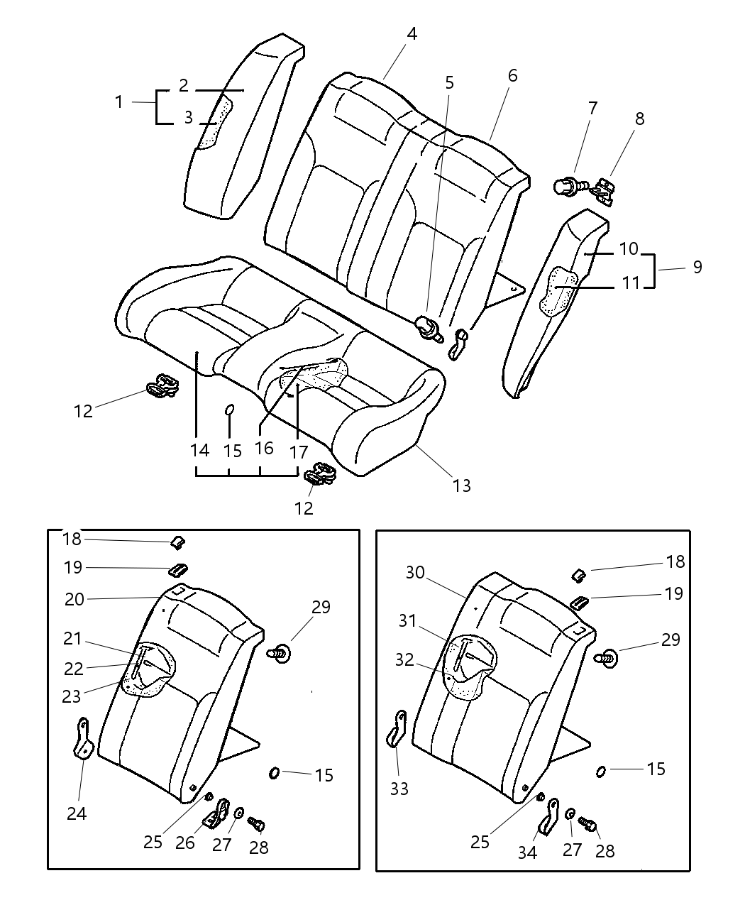 Mopar MR966425YD Rear Seat Back Cover