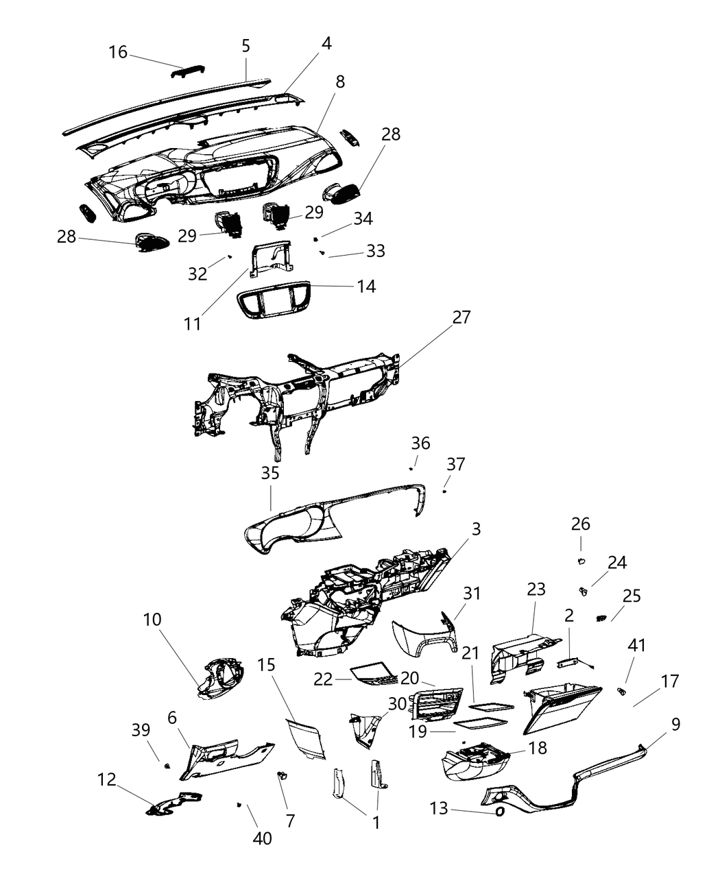 Mopar 5ZG04DX9AC Panel-Instrument Upper