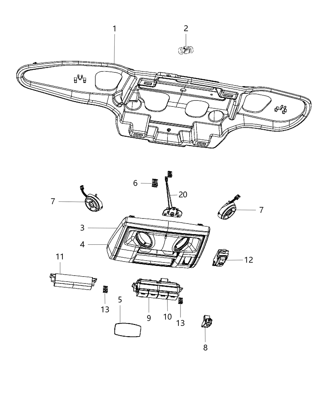 Mopar 5RK22DX9AA Plug-Overhead Console