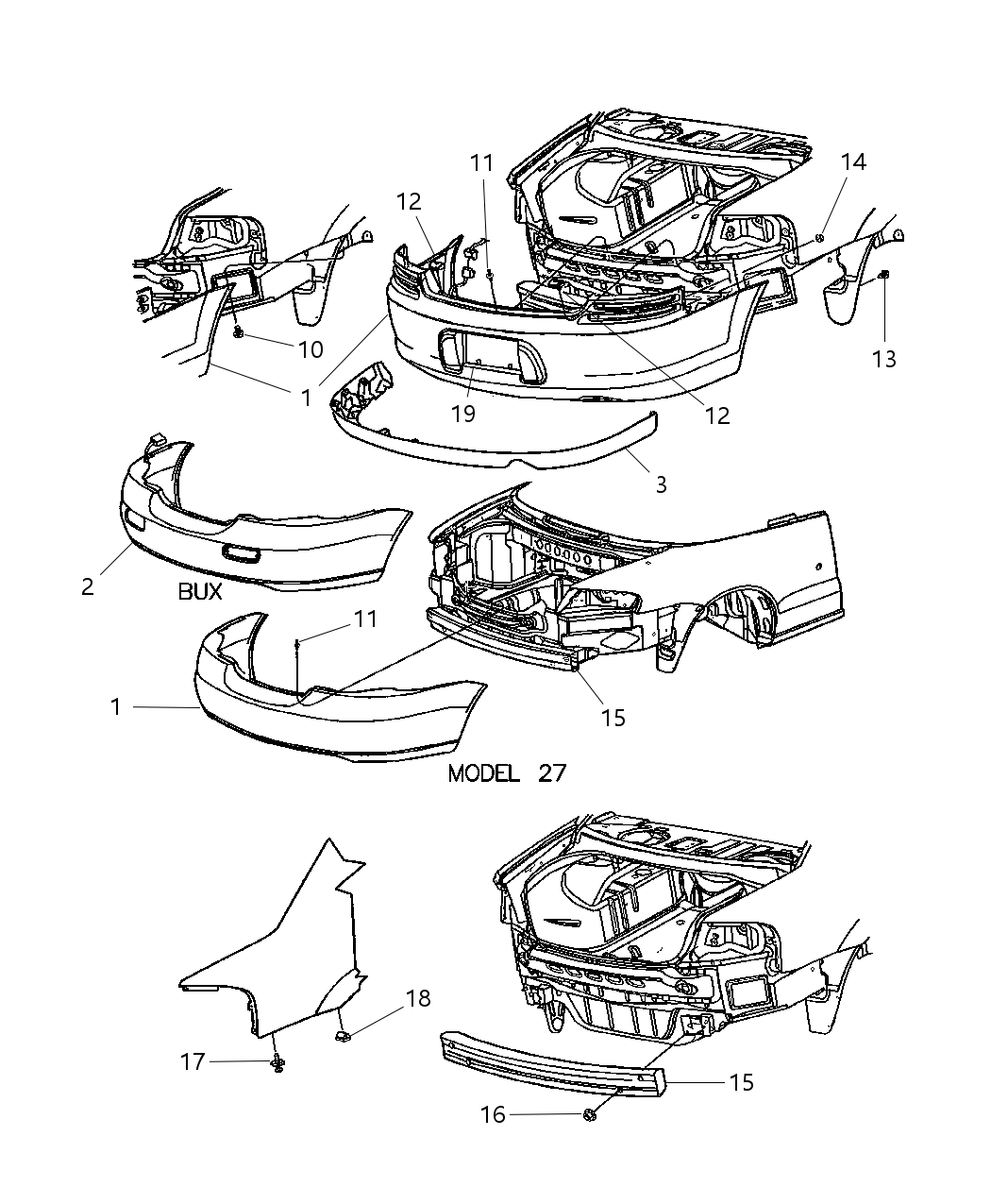 Mopar 4805497AA RETAINER-FASCIA