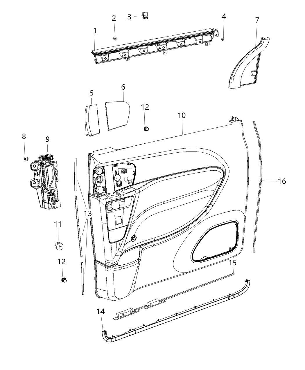 Mopar 5RP681D2AC Panel-Sliding Door Trim