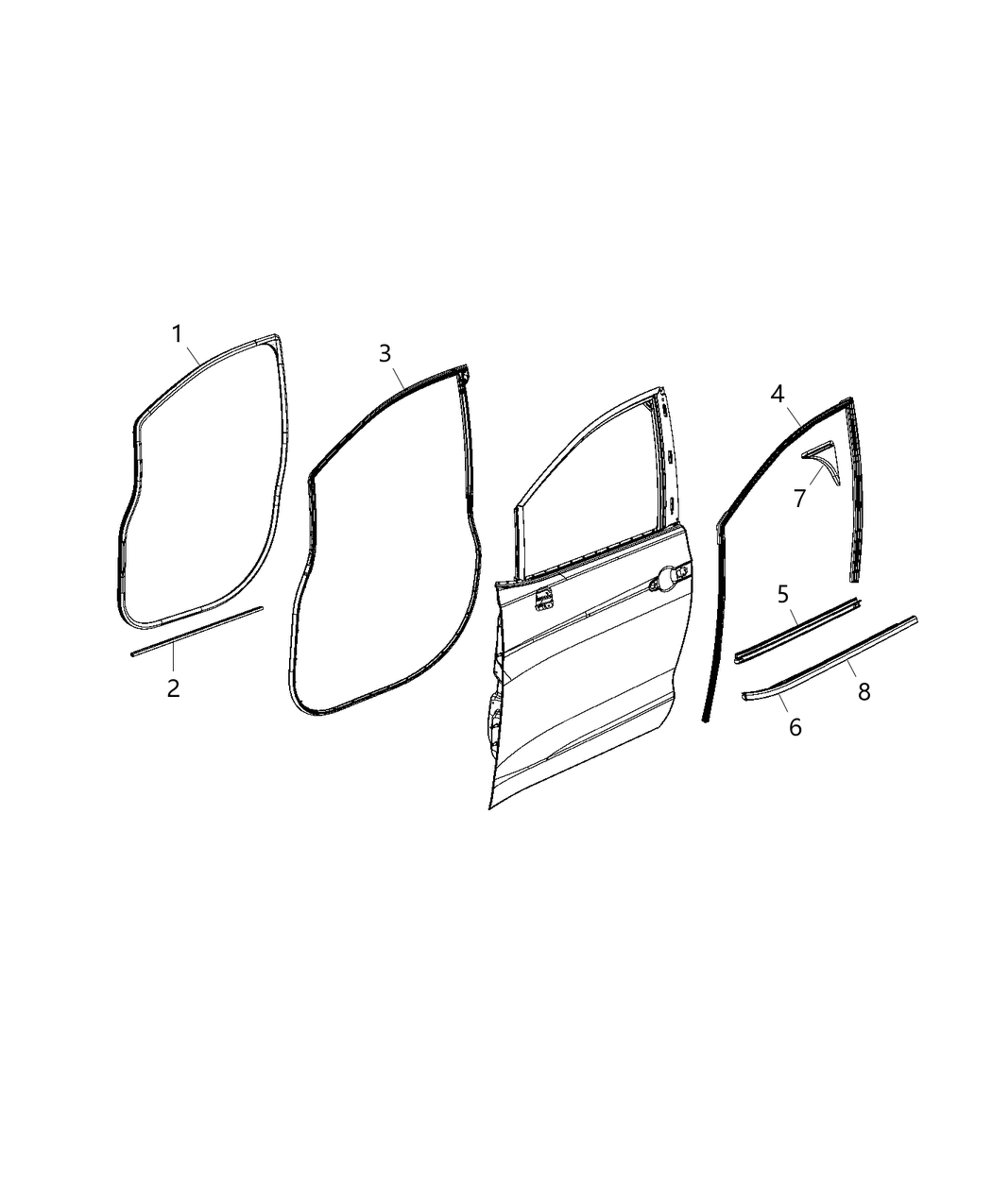 Mopar 68188789AE WEATHERSTRIP-Front Door Belt Outer