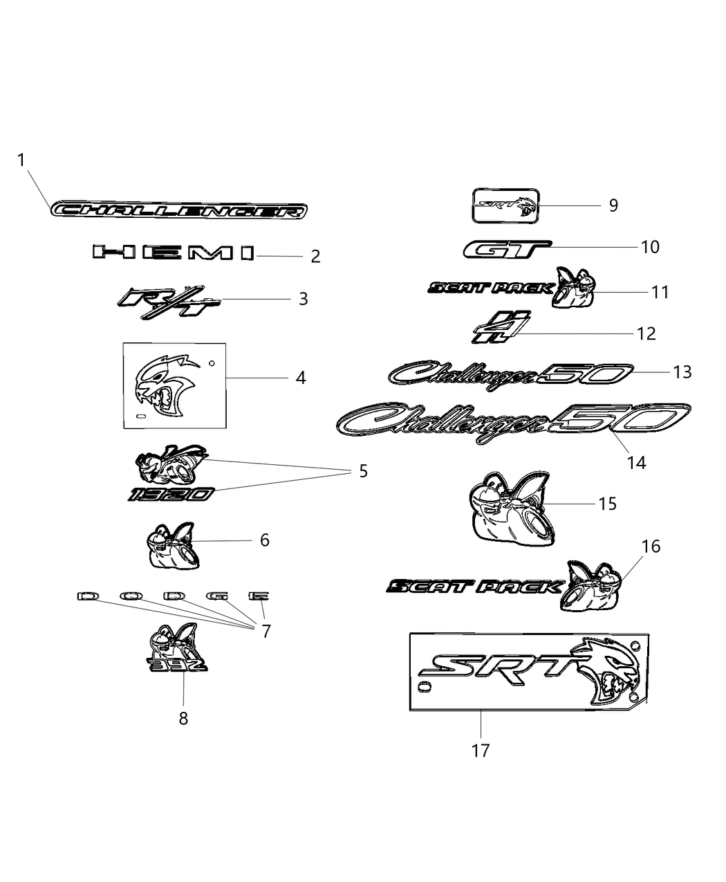 Mopar 68394691AA NAMEPLATE-Challenger