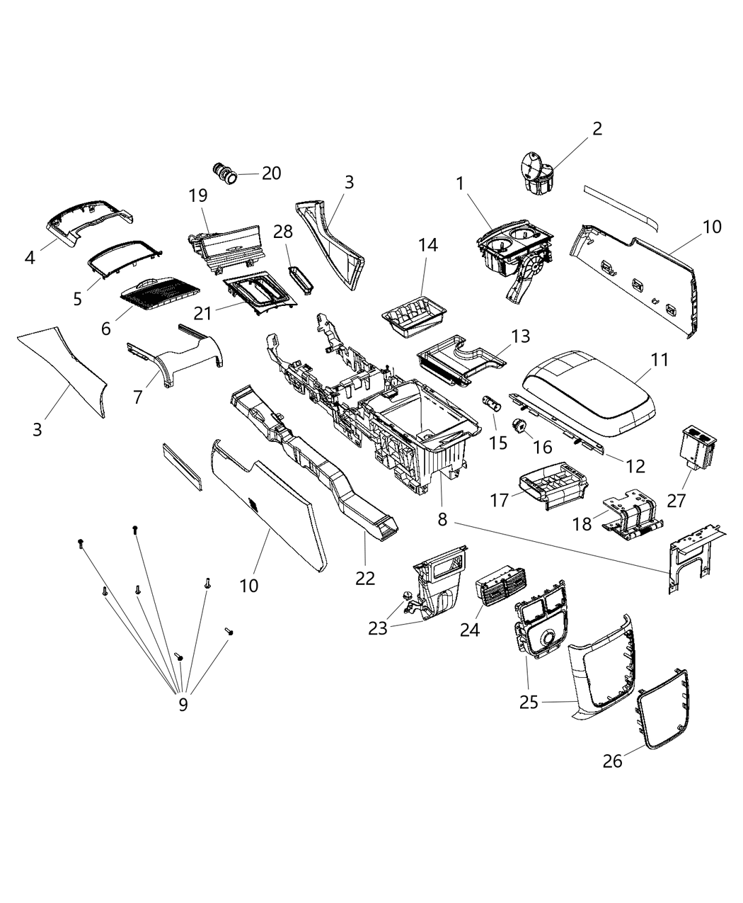 Mopar 6LC27MTLAB Console ARMREST