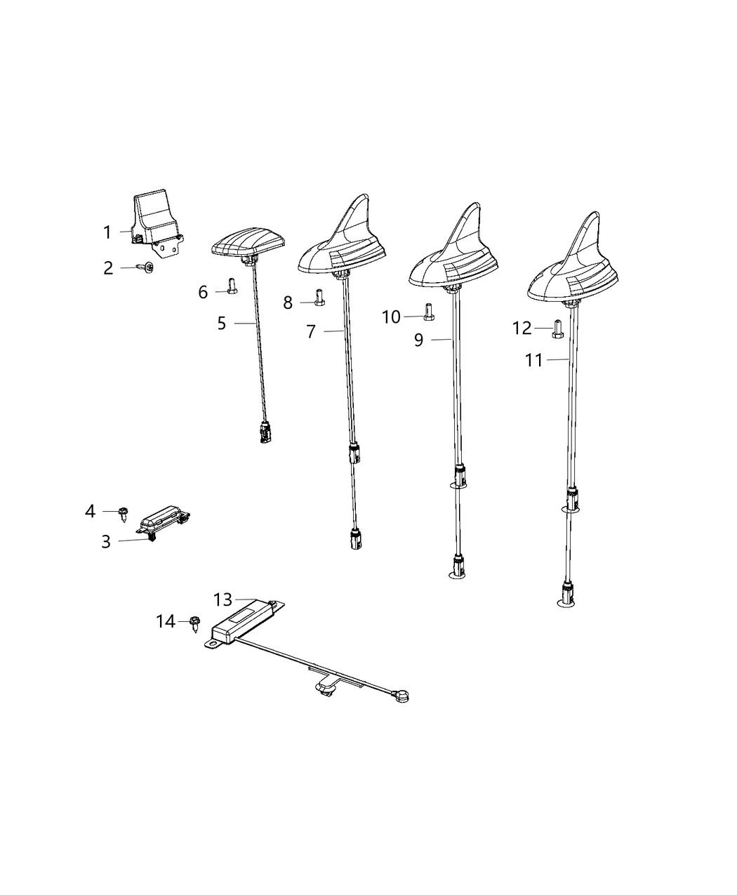 Mopar 5YS48KARAA Antenna-Cable & Base Assembly