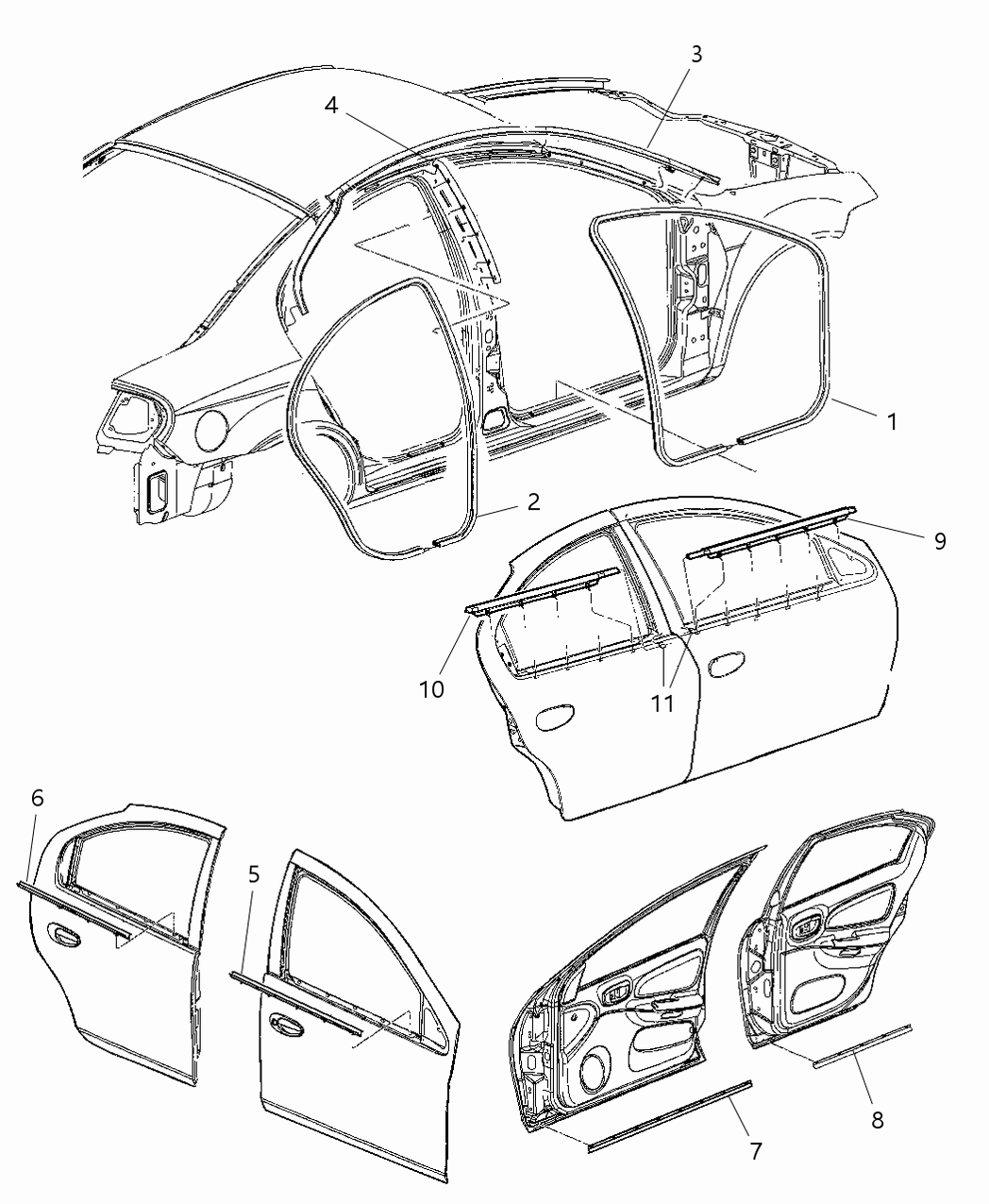 Mopar 4783674 WEATHERSTRIP-Front Door Belt