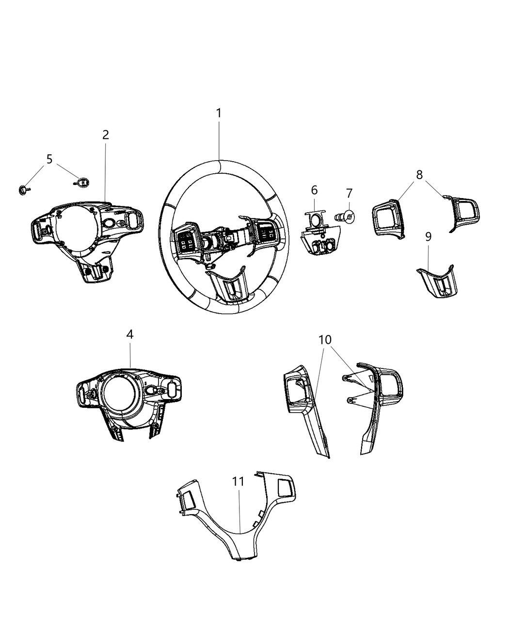 Mopar 5SD72DX8AA Bezel-Steering Wheel