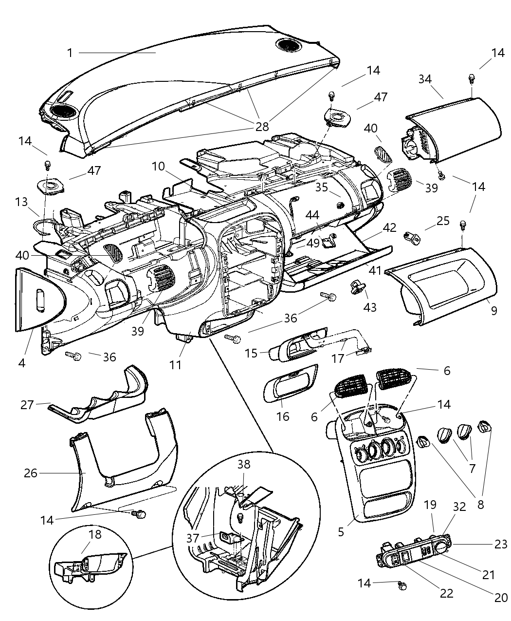 Mopar 5291600AA Seal-Instrument Panel