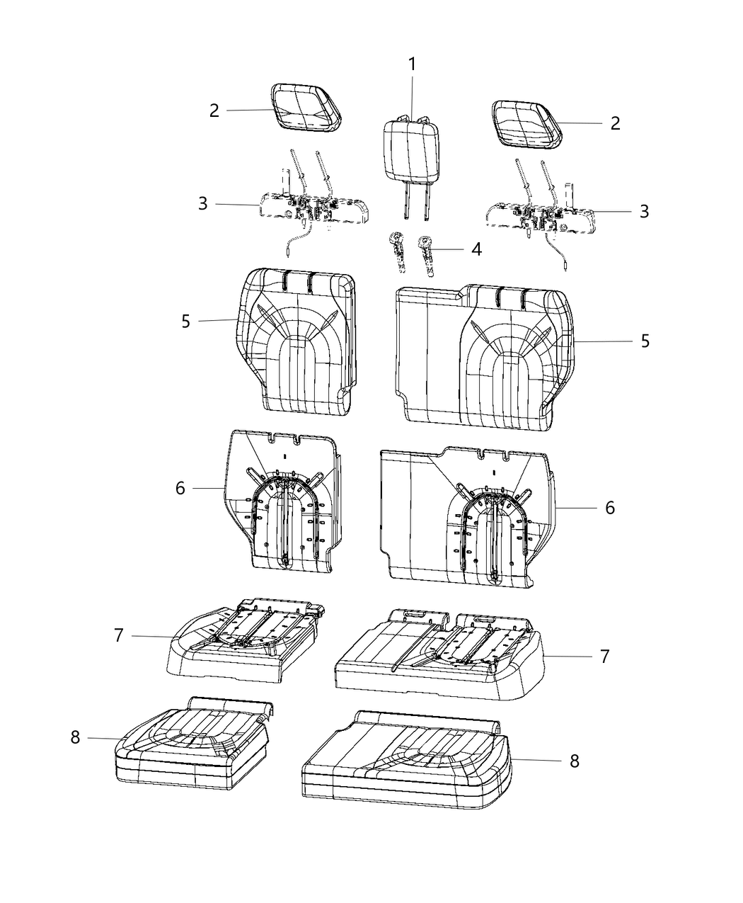 Mopar 5ZA113D2AC HEADREST-Third Row