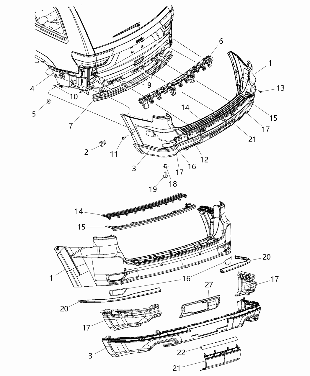 Mopar 4578827AG Beam-Rear Bumper