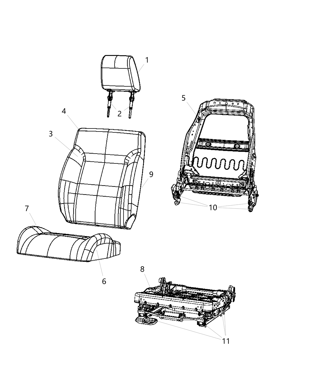 Mopar 1TX67XR4AA HEADREST-Front