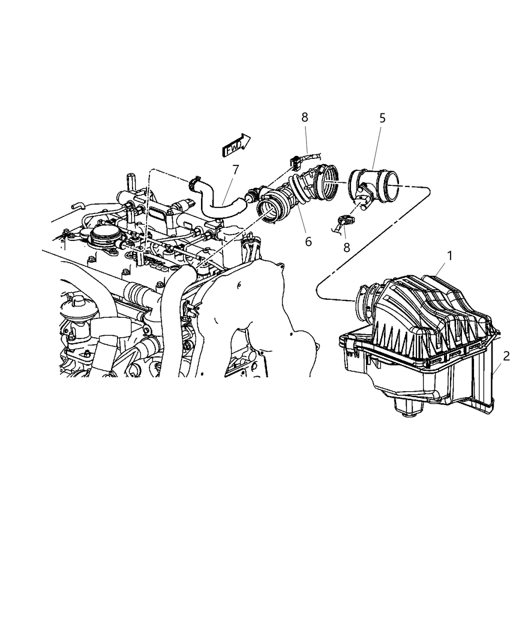 Mopar 53013729AB Hose-Separator To Air Cleaner