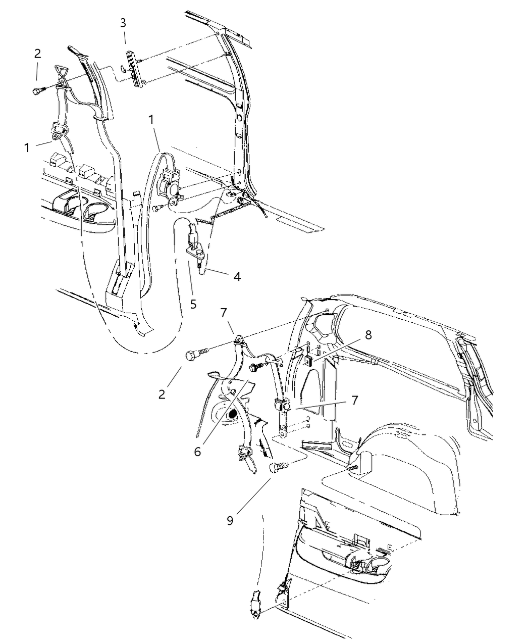 Mopar SL731JKAA Rear Seat Belt-Buckle Retractor Assembly Left