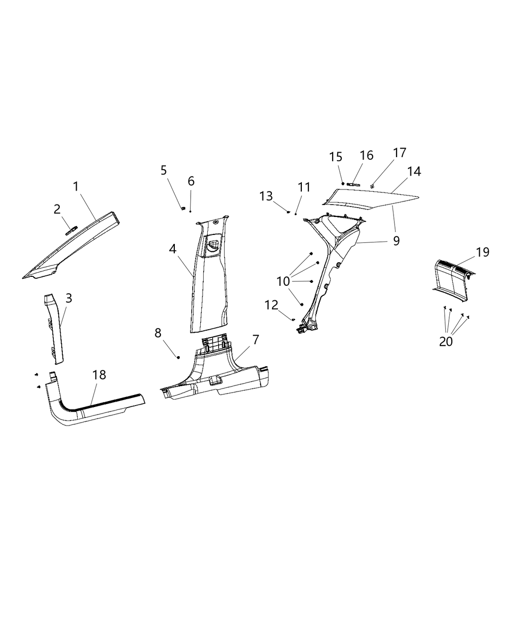 Mopar 1XW61DX9AB Molding-A Pillar