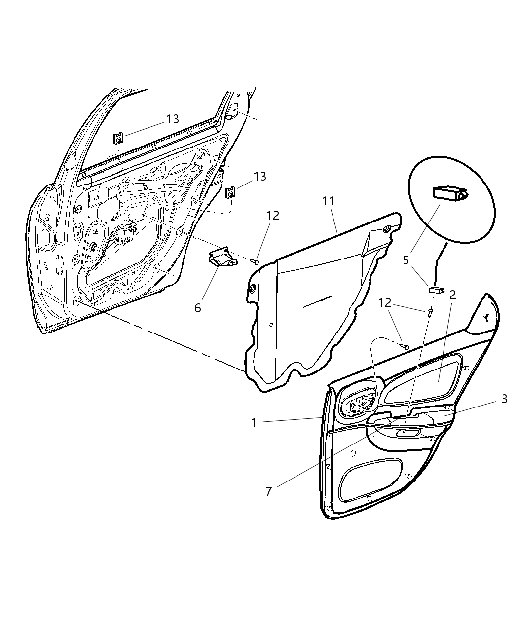 Mopar SL351DVAG Panel-Rear Door Trim