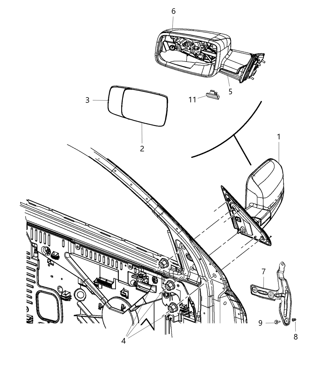 Mopar 68365833AA Outside Rearview Mirror