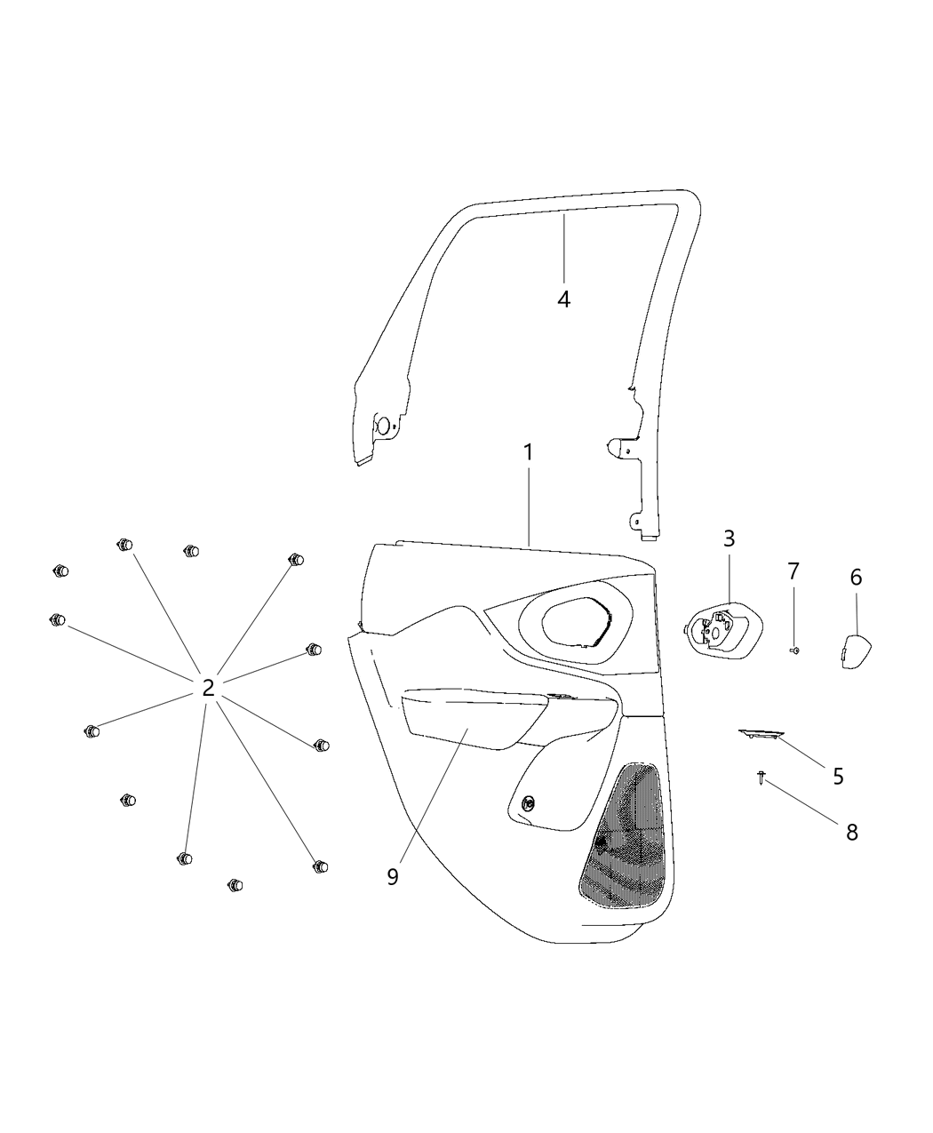 Mopar 5XG491L1AA Panel-Rear Door Trim