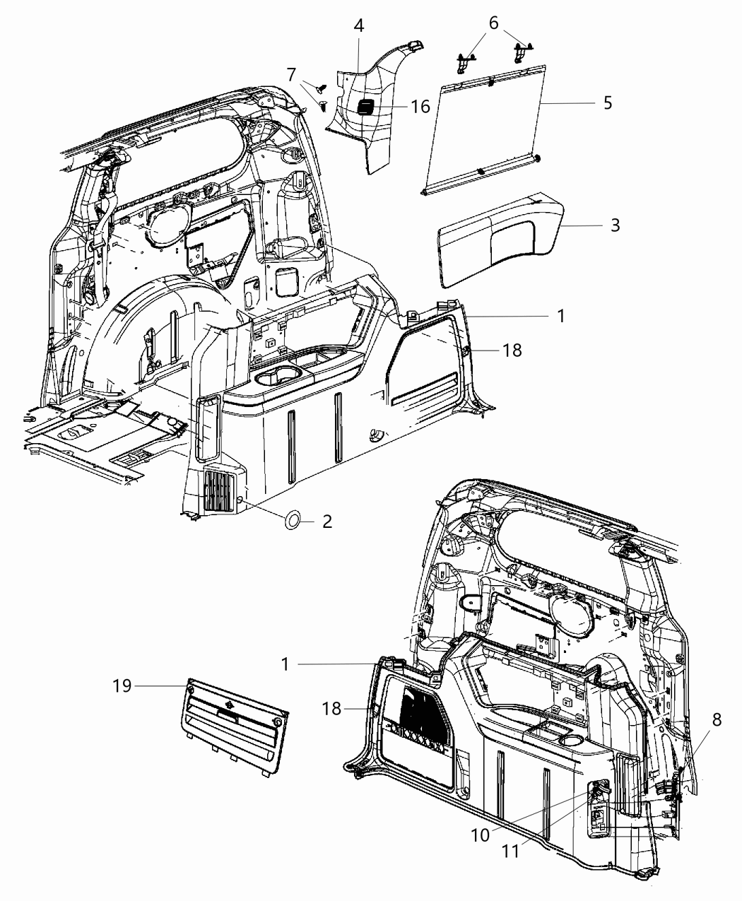 Mopar 5RV97LTUAB Panel-Quarter Trim