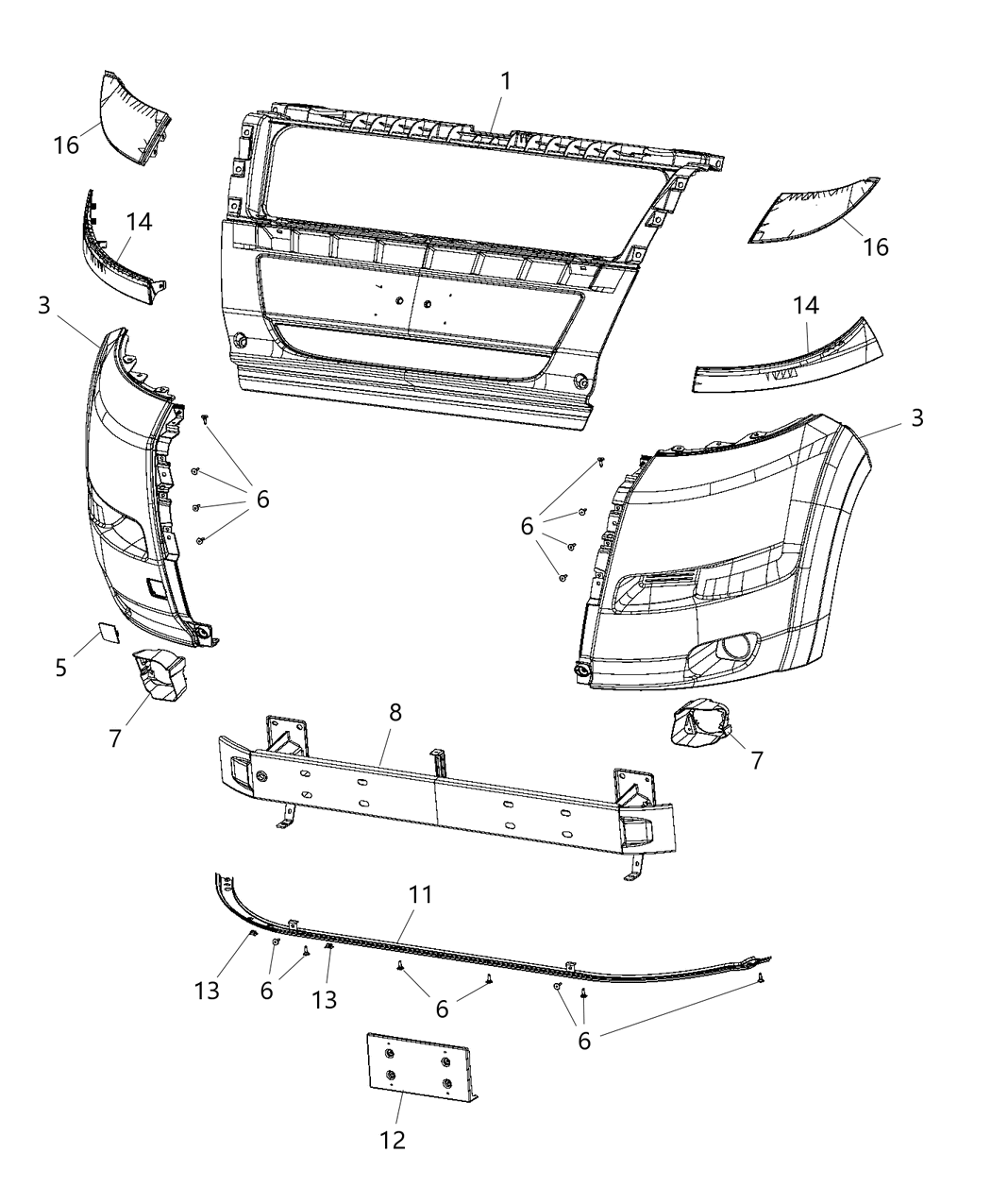 Mopar 6ZH38JXWAA FASCIA-FRONT BUMPER