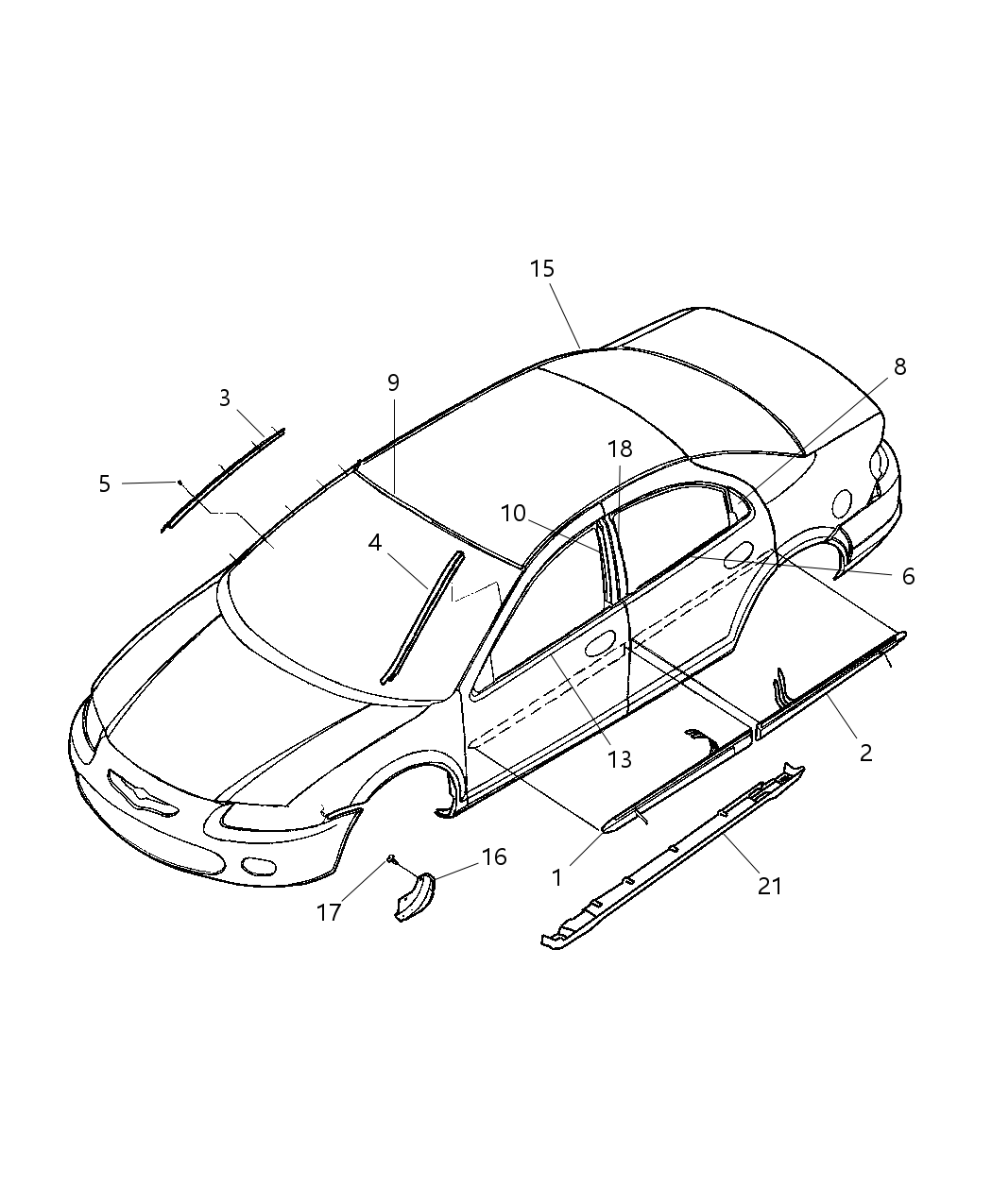 Mopar WU44ZDRAB Molding-Rear Door