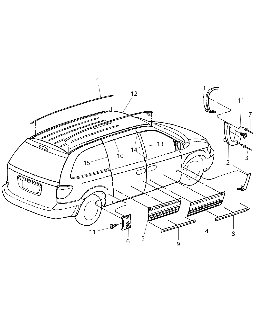 Mopar WW23CYGAA Molding-Quarter Lower