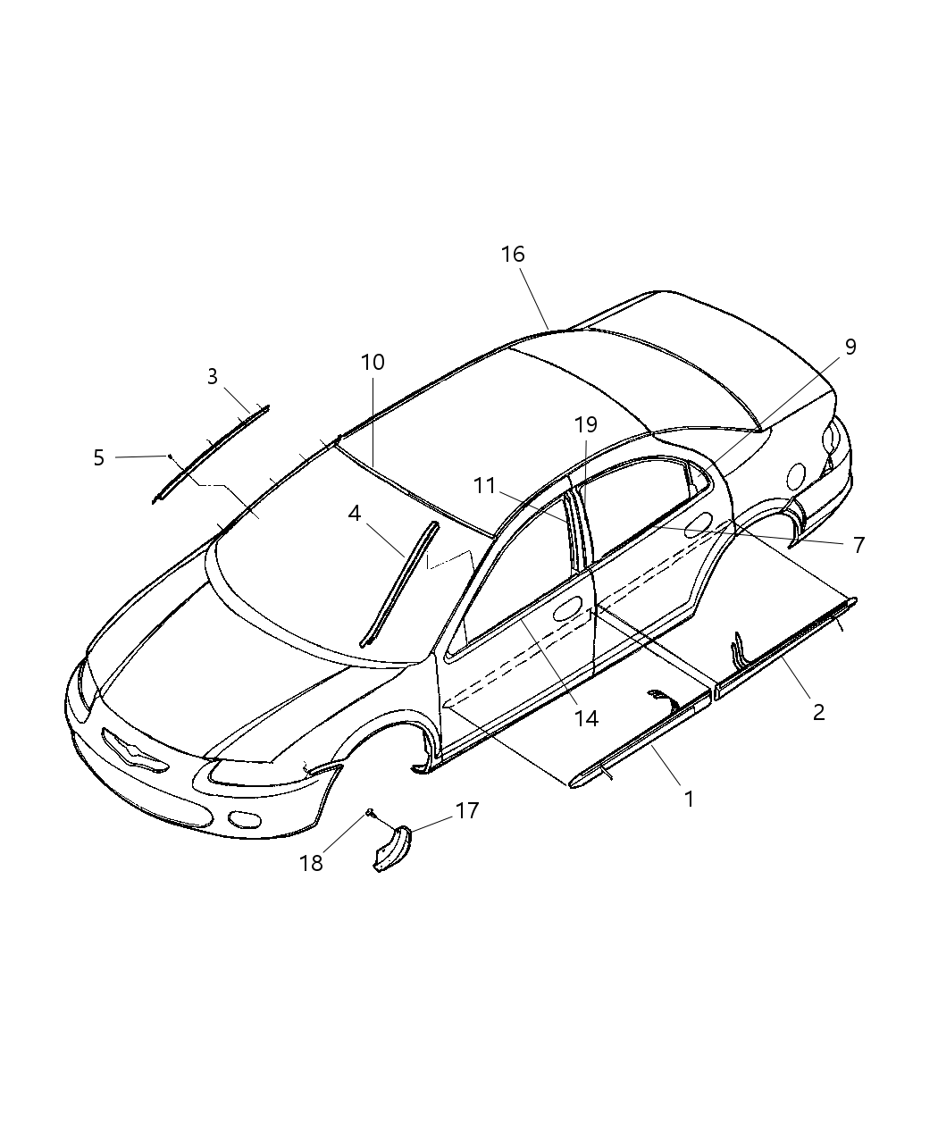 Mopar SX15ZMQAB Molding-Rear Door