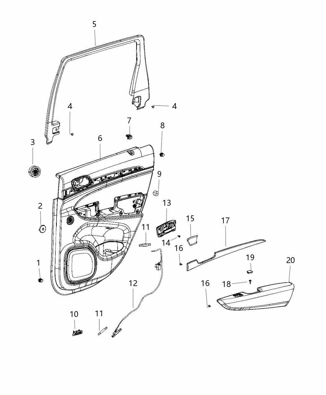 Mopar 6FC501L1AC Rear Door Trim