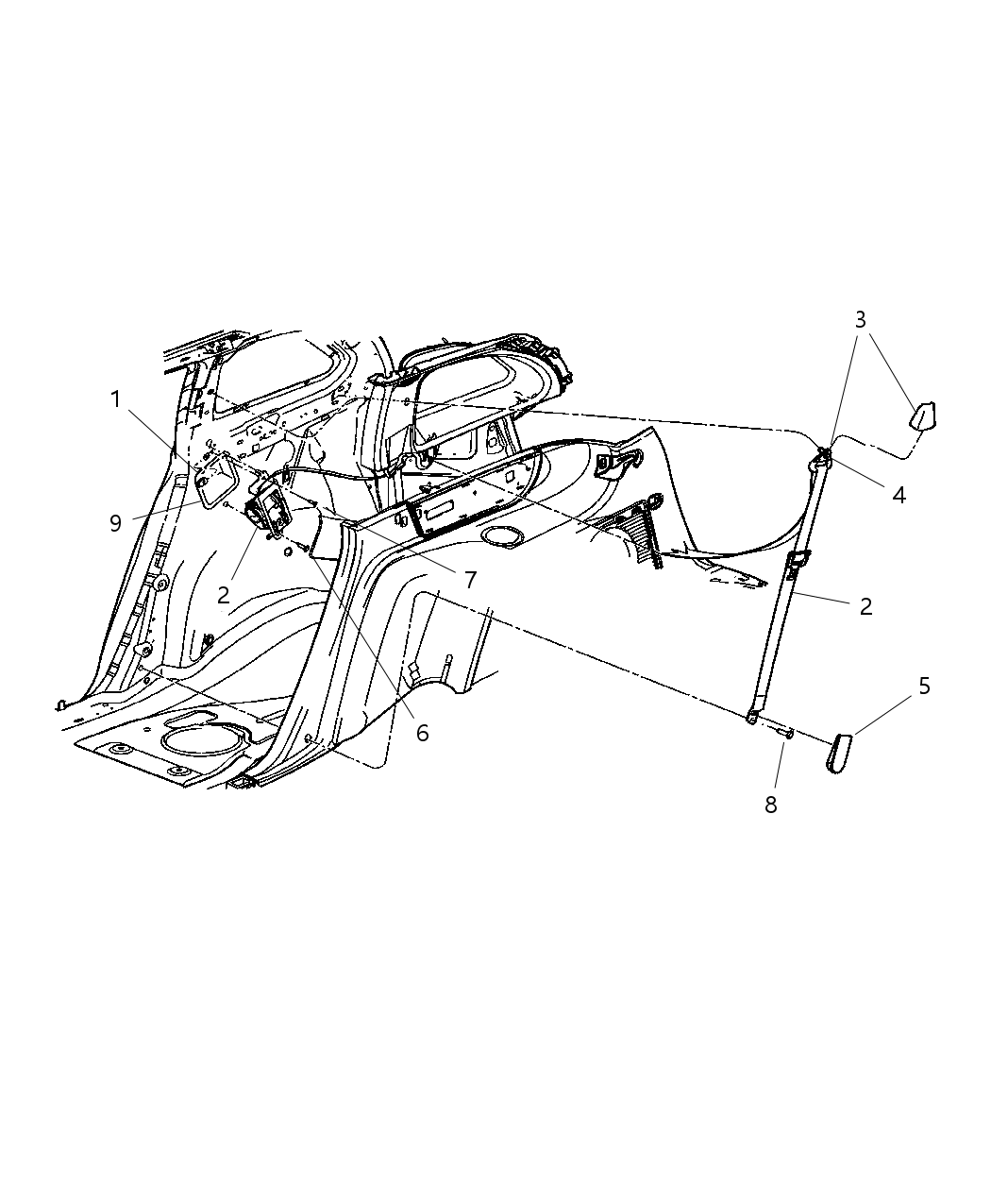 Mopar TS751L2AE Rear Seat Belt