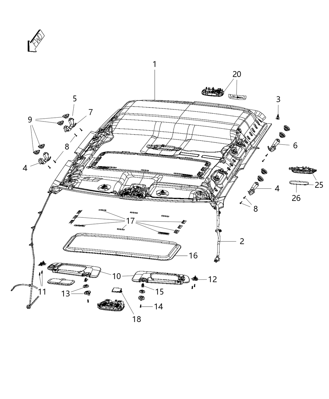 Mopar 5XW00HDAAA Headliner