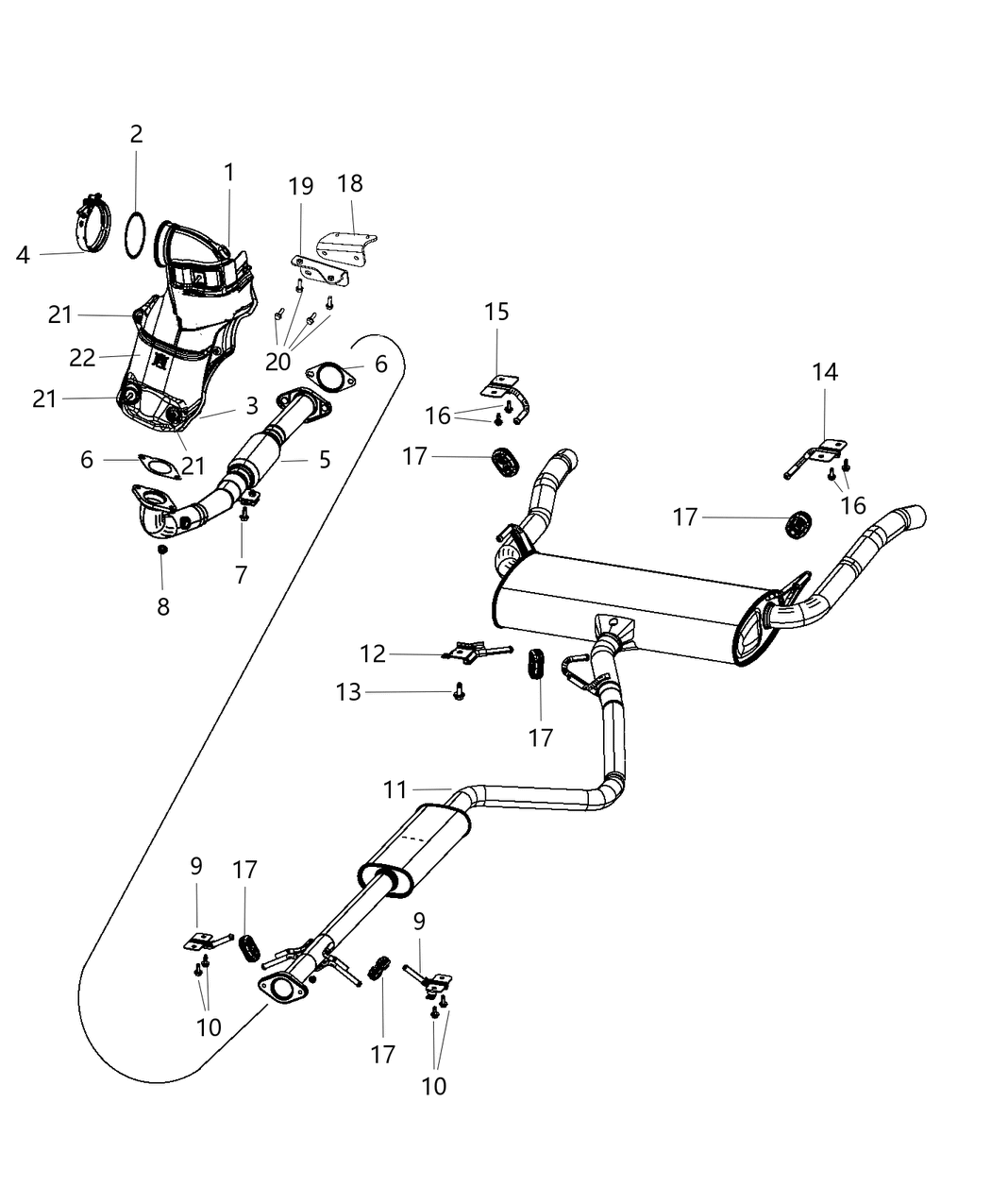 Mopar 68212619AA Exhaust Muffler And Tailpipe