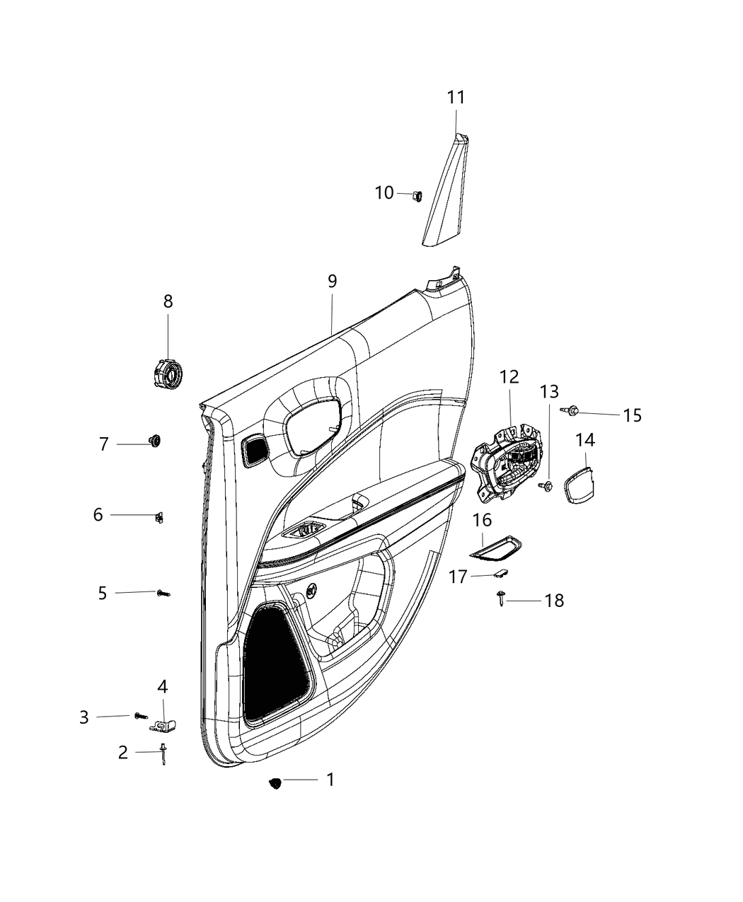 Mopar 5US111R5AE Rear Door Trim