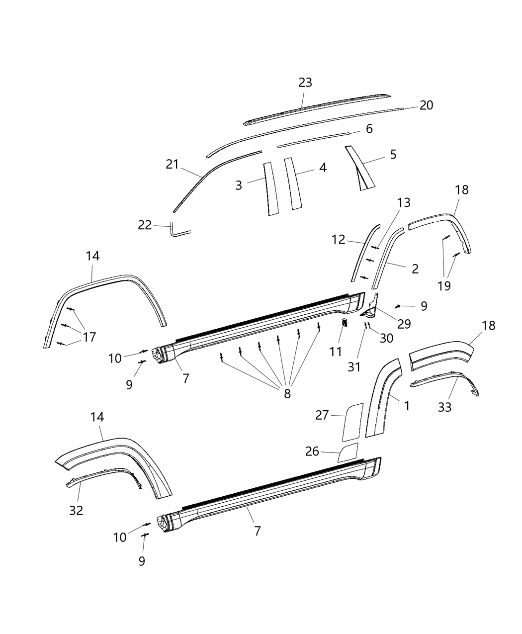 Mopar 1WC97GTWAA Molding-Wheel Flare