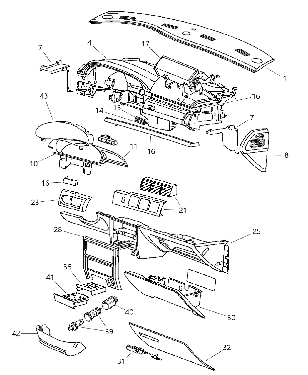 Mopar 4595212 STRIKER Instrument Panel G/BOX Dr