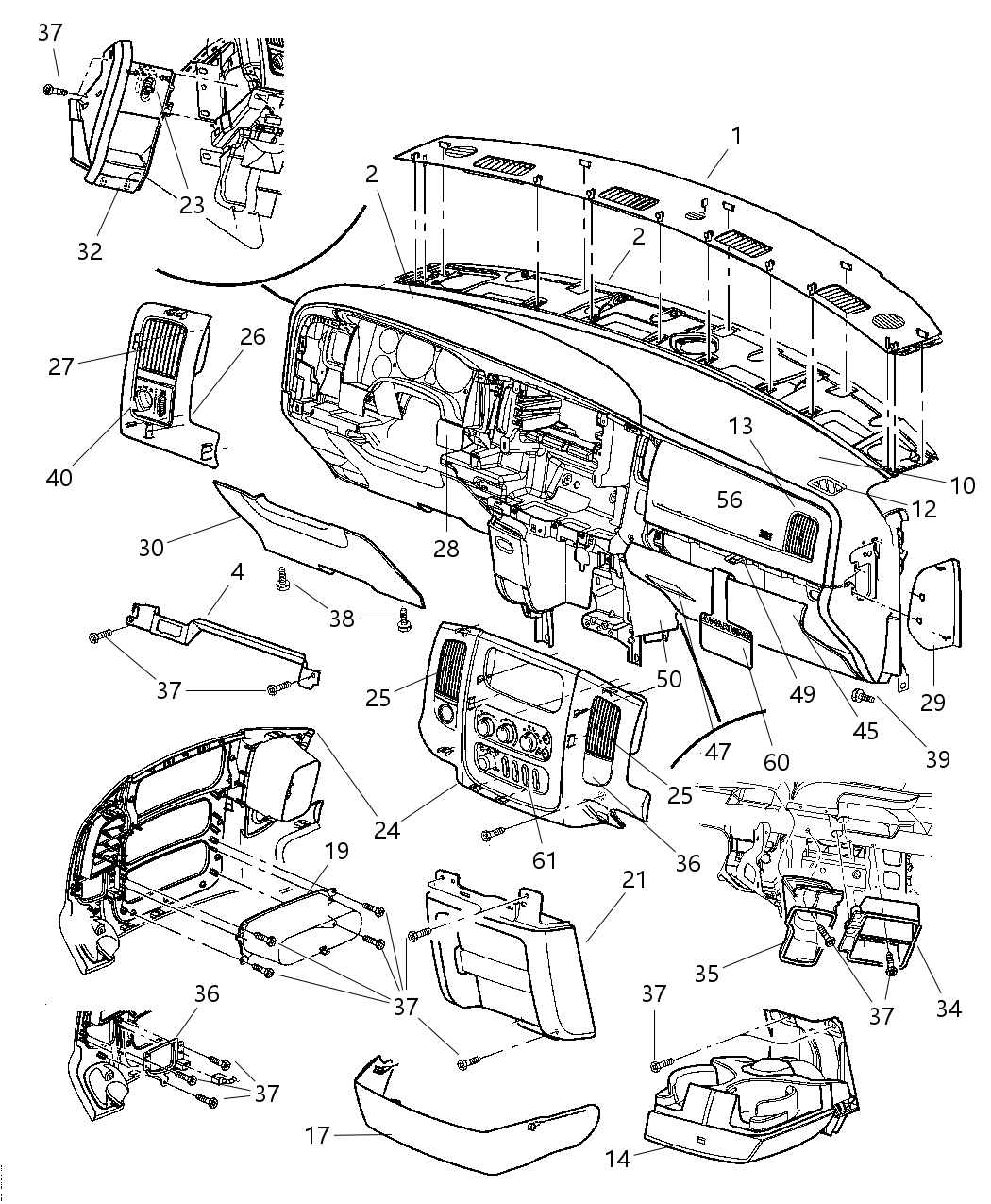 Mopar 1BH901DVAA Panel-Instrument Upper