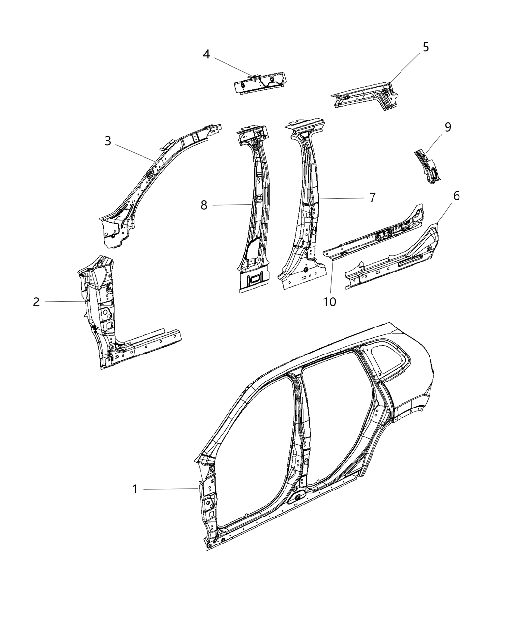 Mopar 68102782AA REINFMNT-Roof Rail