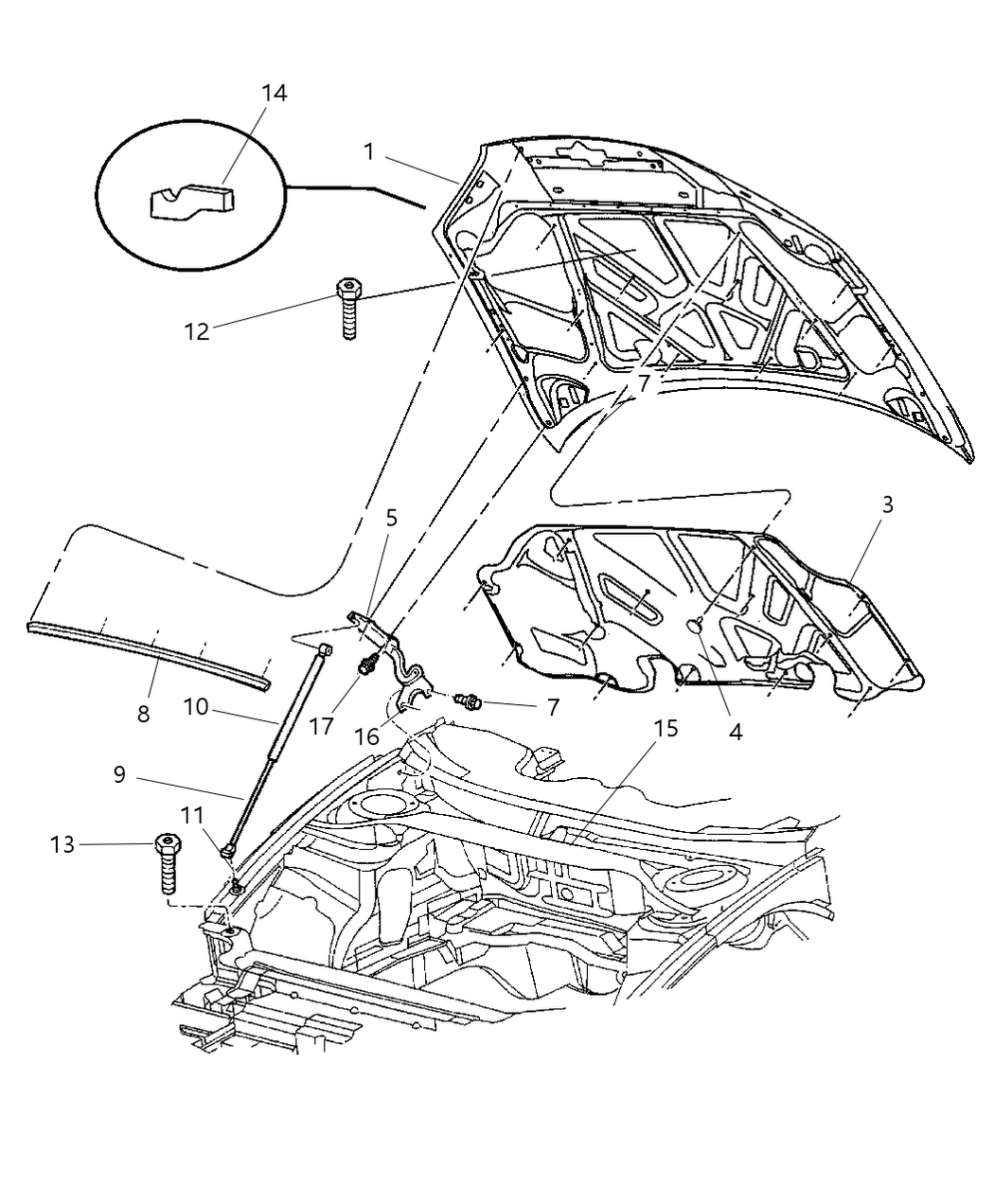 Mopar G0004257AB Hood Left/ Right Prop Gas