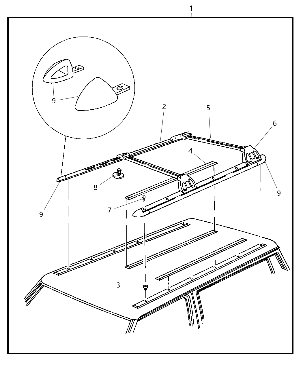 Mopar 55076029AB STANCHION-Luggage Rack Cross Rail