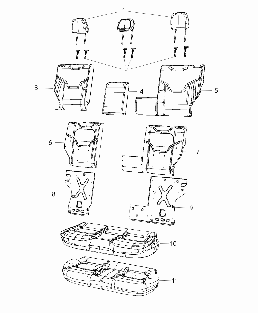 Mopar 5YH88DX9AA HEADREST-Second Row